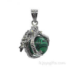 Nouveaux produits 2016 Charm Jewelry Malachite Sphère Dragon Ball Griffe Pendentif